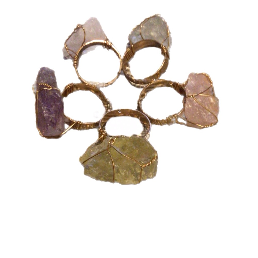 Gold Wire Wrapped Gemstone Rings